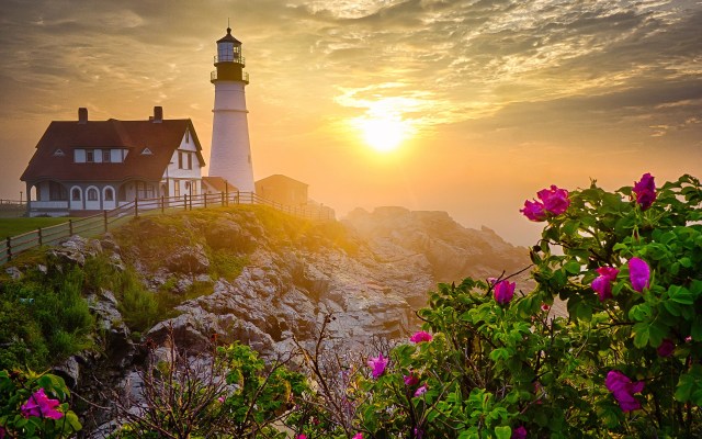 Lighthouse-morning-rocks-flowers-sunrise_1920x1200